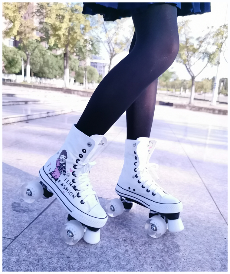 双排溜冰鞋成年滑轮闪光儿童四轮初学者滑冰男女旱冰轮滑成人大人