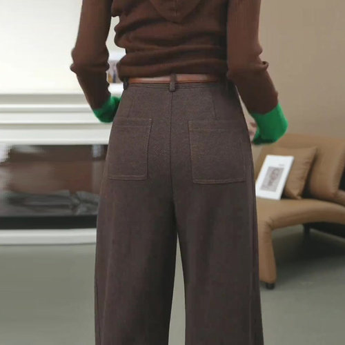 秋冬爆款时尚百搭咖色美拉德裤子