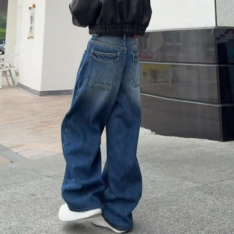 小众加绒加厚2025冬新款梨形身材高腰宽松直筒洗水弯刀阔腿牛仔裤,女装/女士精品,牛仔裤,淘宝优惠券,粉丝福利购,淘宝优惠卷