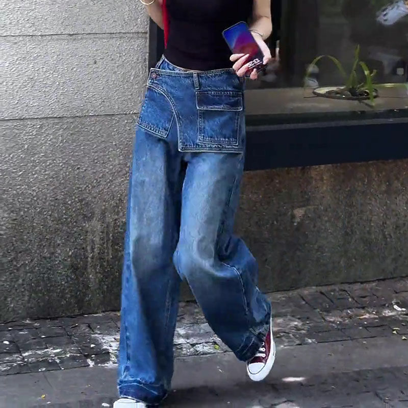 小众腰封设计感2025春秋新款今年流行爆款高腰宽松直筒阔腿牛仔裤,女装/女士精品,牛仔裤,淘宝优惠券,粉丝福利购,淘宝优惠卷