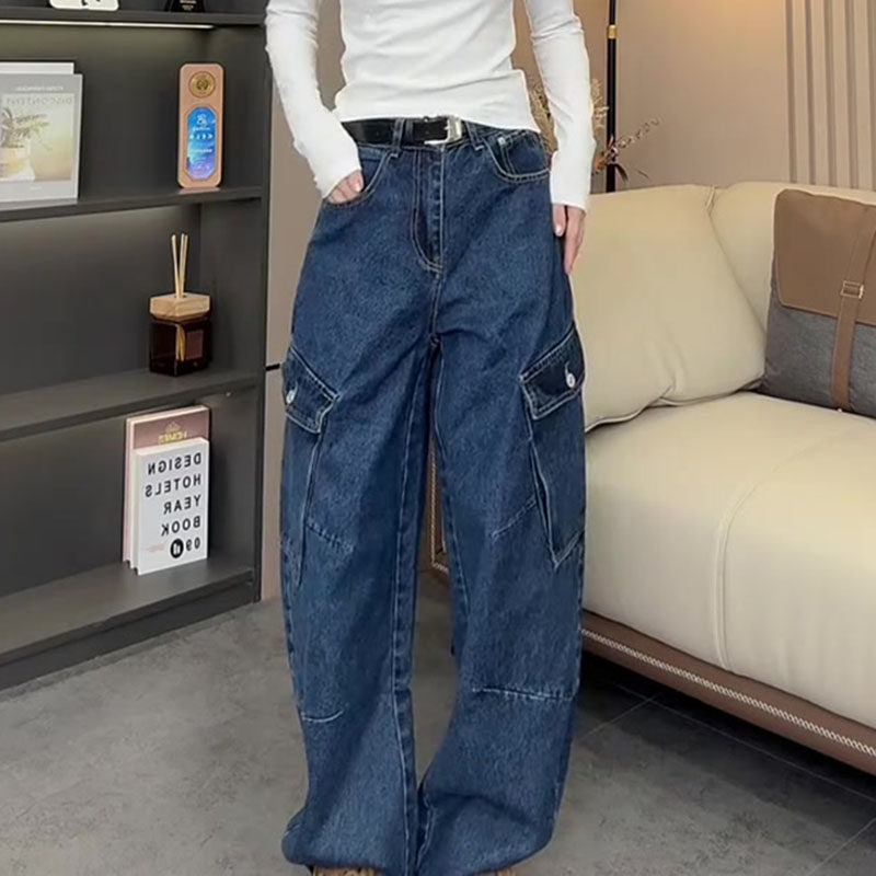 小众美式2026春新款今年流行爆款高腰宽松复古弯刀阔腿工装牛仔裤,女装/女士精品,牛仔裤,淘宝优惠券,粉丝福利购,淘宝优惠卷
