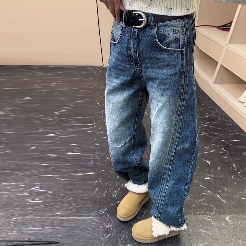 小众复古2026春新款今年流行爆款高腰宽松水洗窄版弯刀阔腿牛仔裤,女装/女士精品,牛仔裤,淘宝优惠券,粉丝福利购,淘宝优惠卷