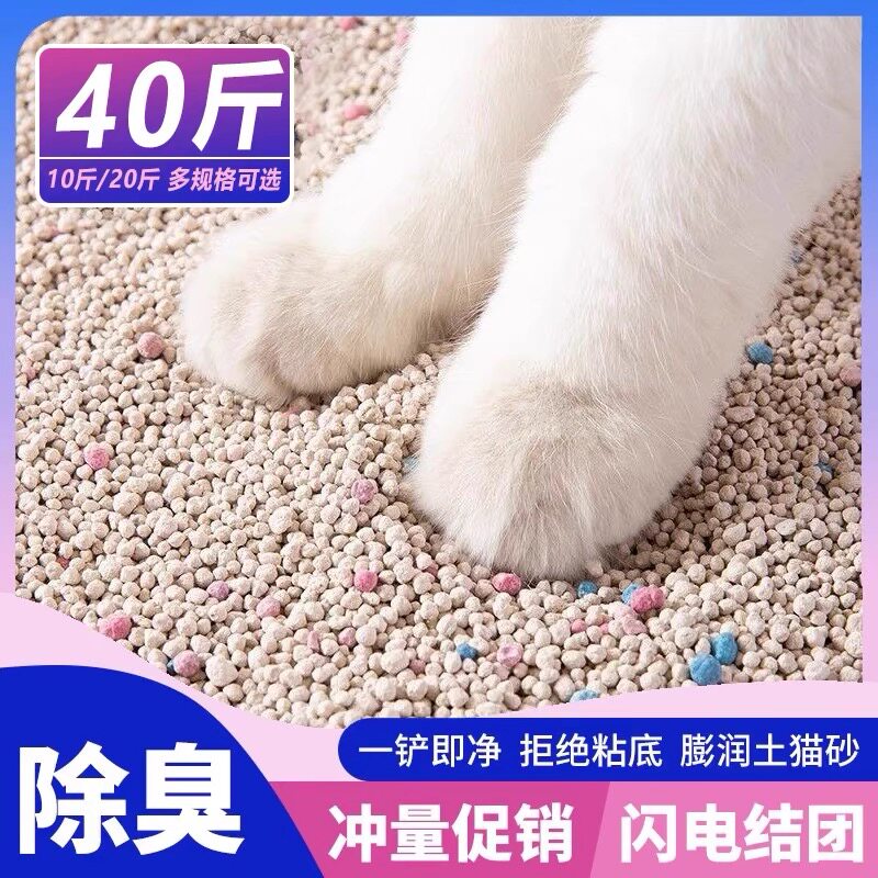 猫砂20斤装40斤10kg膨润土猫砂除臭颗粒特价批发10斤猫咪用品猫沙