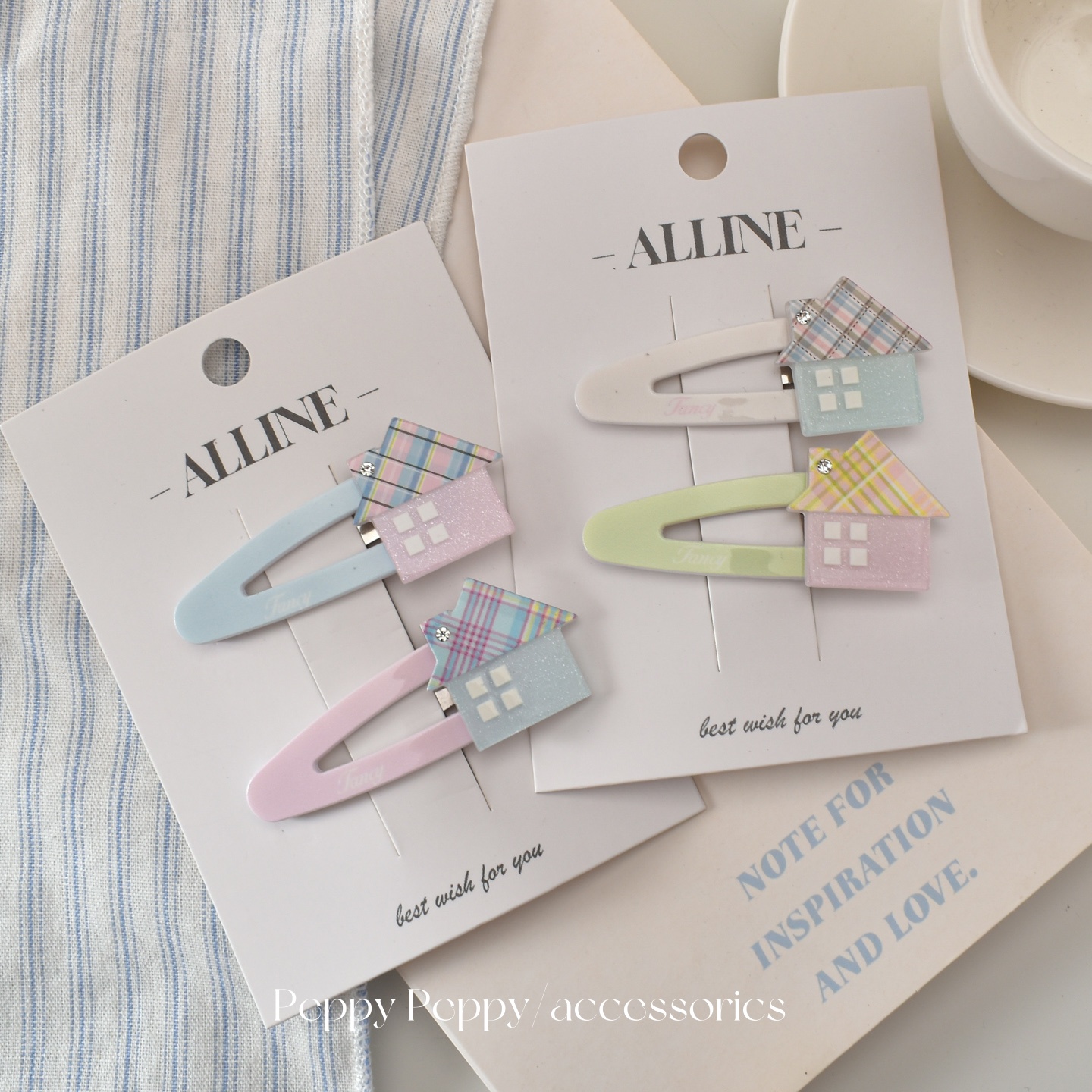 清新夏日房子少女心可爱无痕发夹