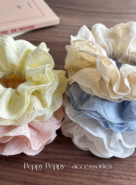 peppypeppy甜妹蝴蝶结花边多层大肠发圈少女百搭皮筋头绳发饰头饰