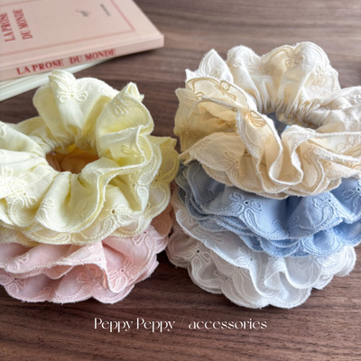 甜妹少女蝴蝶结花边多层发圈百搭