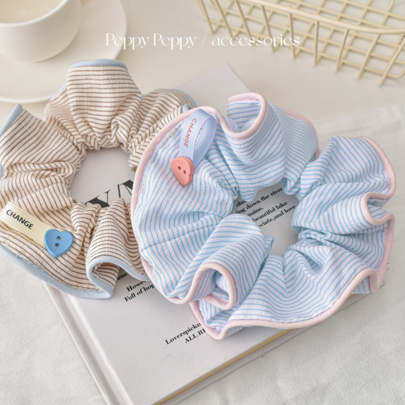 超奶甜美海盐奶蓝条纹大肠发圈