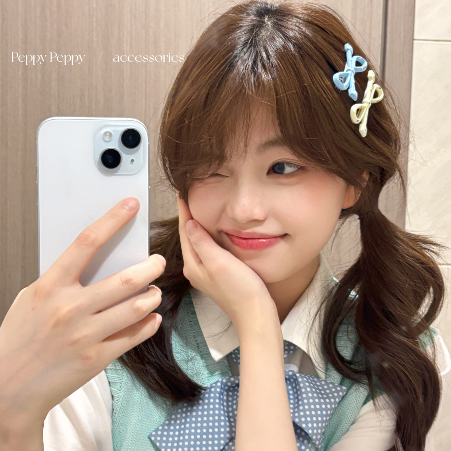 可爱女发卡蝴蝶结碎发侧边夹波点