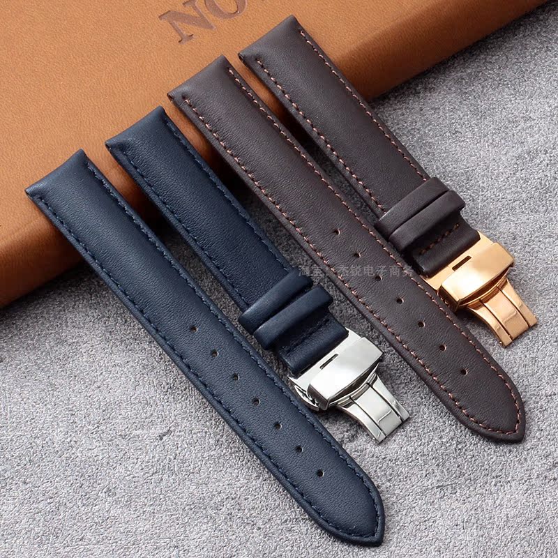 头层牛皮手表带男女真皮蝴蝶扣