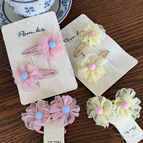 韩系pom.kr网纱儿童发饰可爱花朵