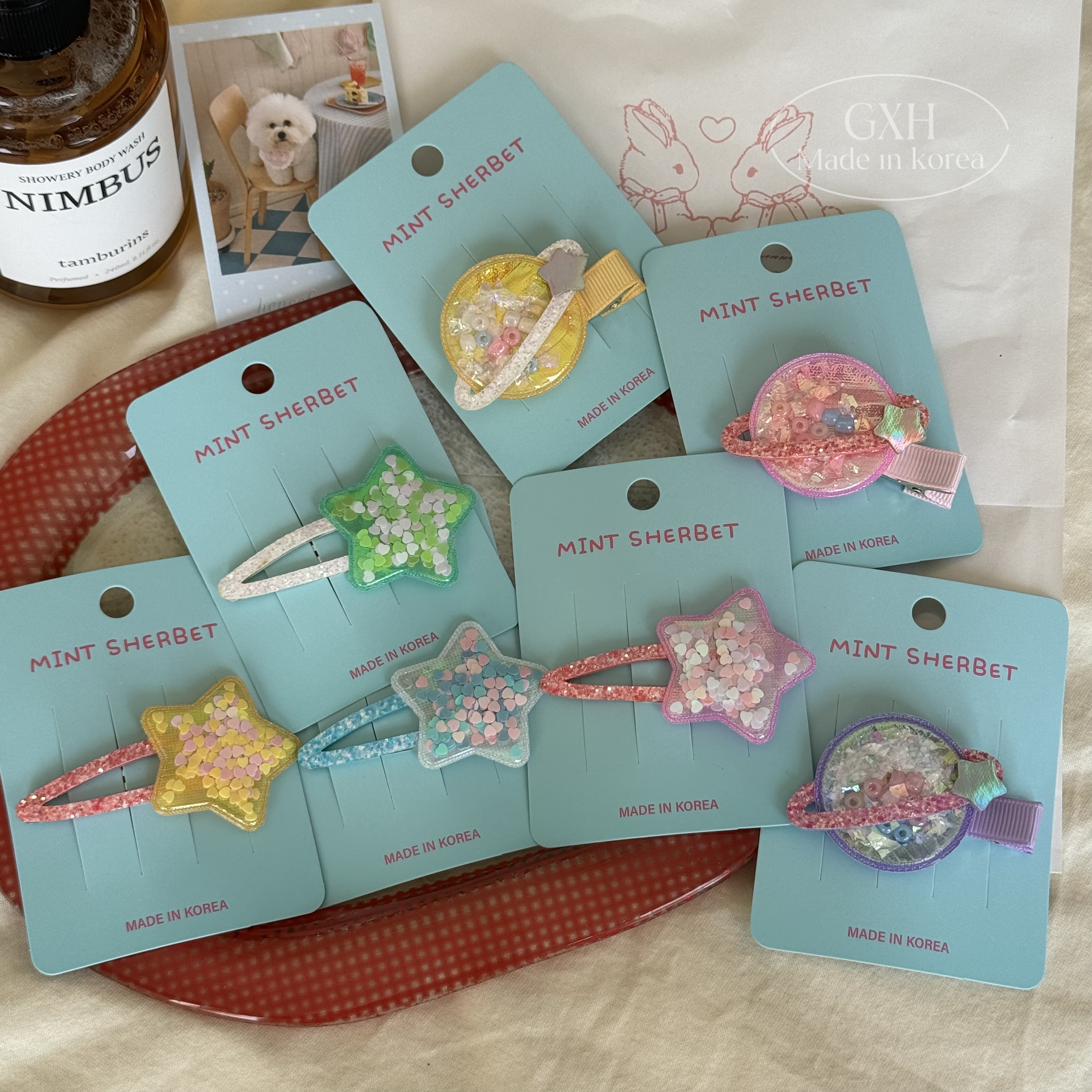 闪亮星球捏夹甜美流沙星星BB夹