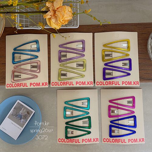 pom.kr儿童发饰韩版简约三角形发夹女童侧边夹宝宝头饰少女碎发夹