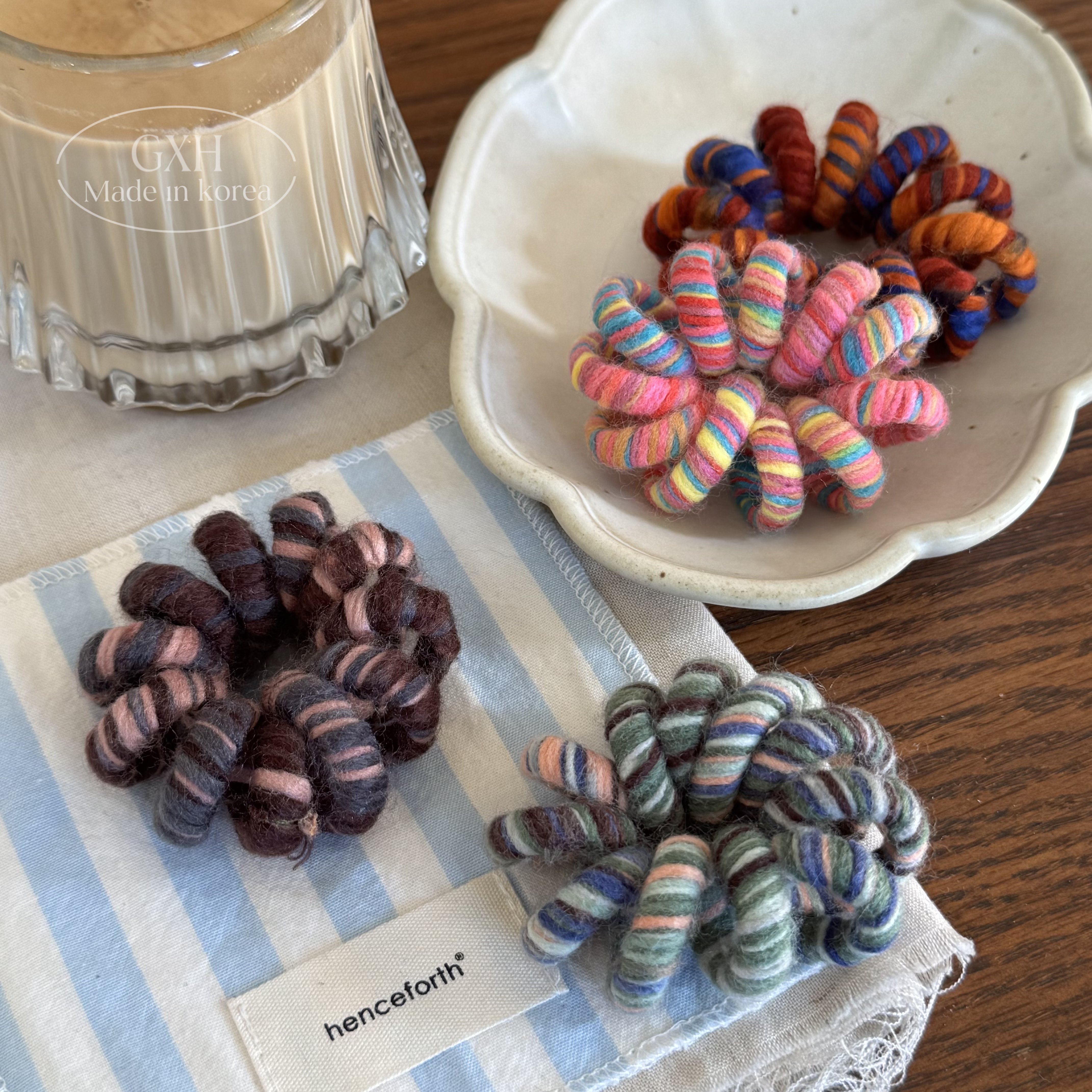 彩虹色缠绕针织电话线绳