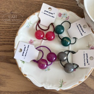 包邮韩国进口original pompom可爱亮面字母球绕绕长发绳女童发饰