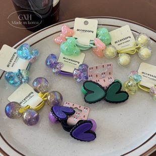 特价福利女童彩色发绳爱心球球绕绕绳米奇头领结皮筋卡皮巴拉头饰