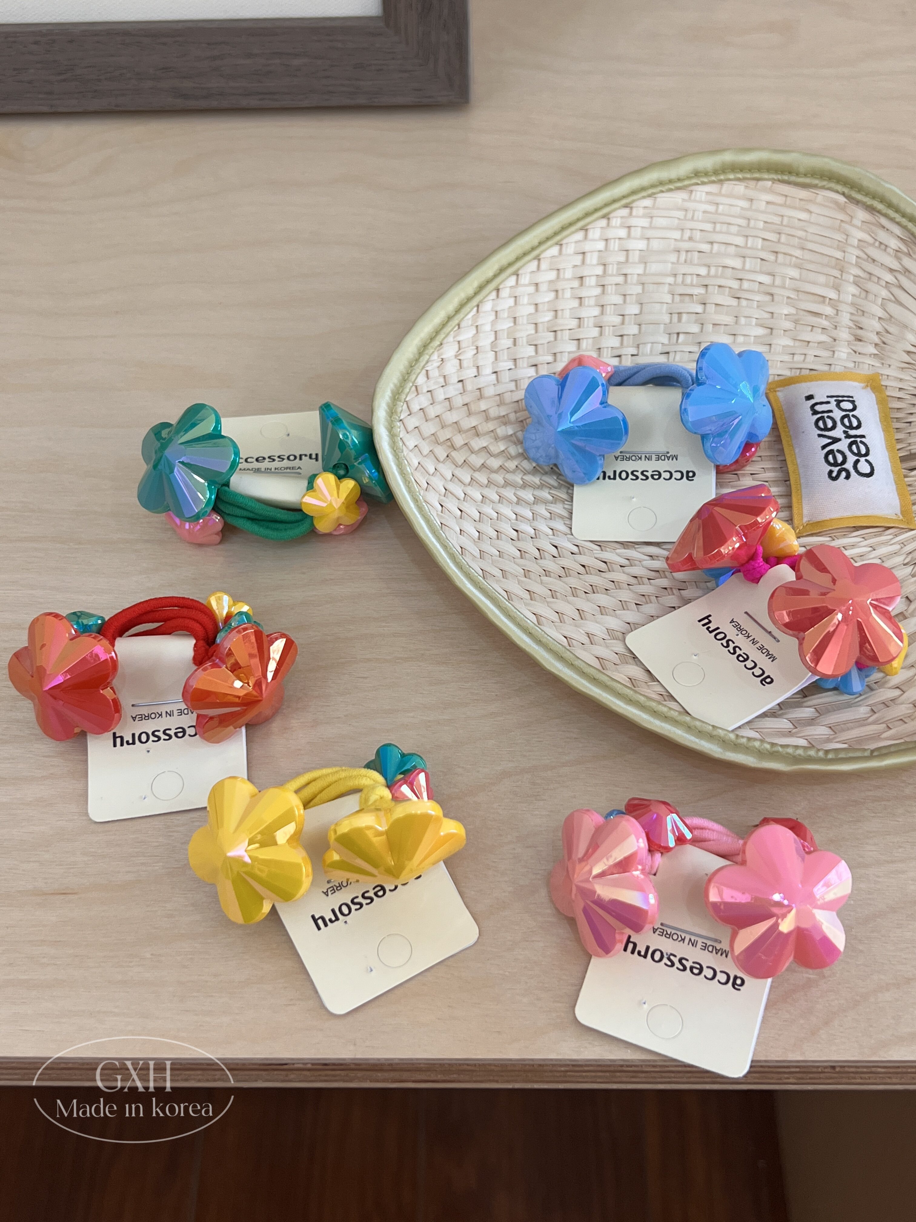 韩国进口秋季女童切割花朵绕绕绳甜美风高马尾头绳大弹力耐用发圈