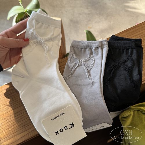 【四双包邮】韩国进口蝴蝶结女袜