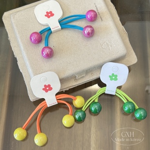 葛小花糖果色圆球球女童绕绕绳高弹力扎发皮筋双头双马尾头绳发饰