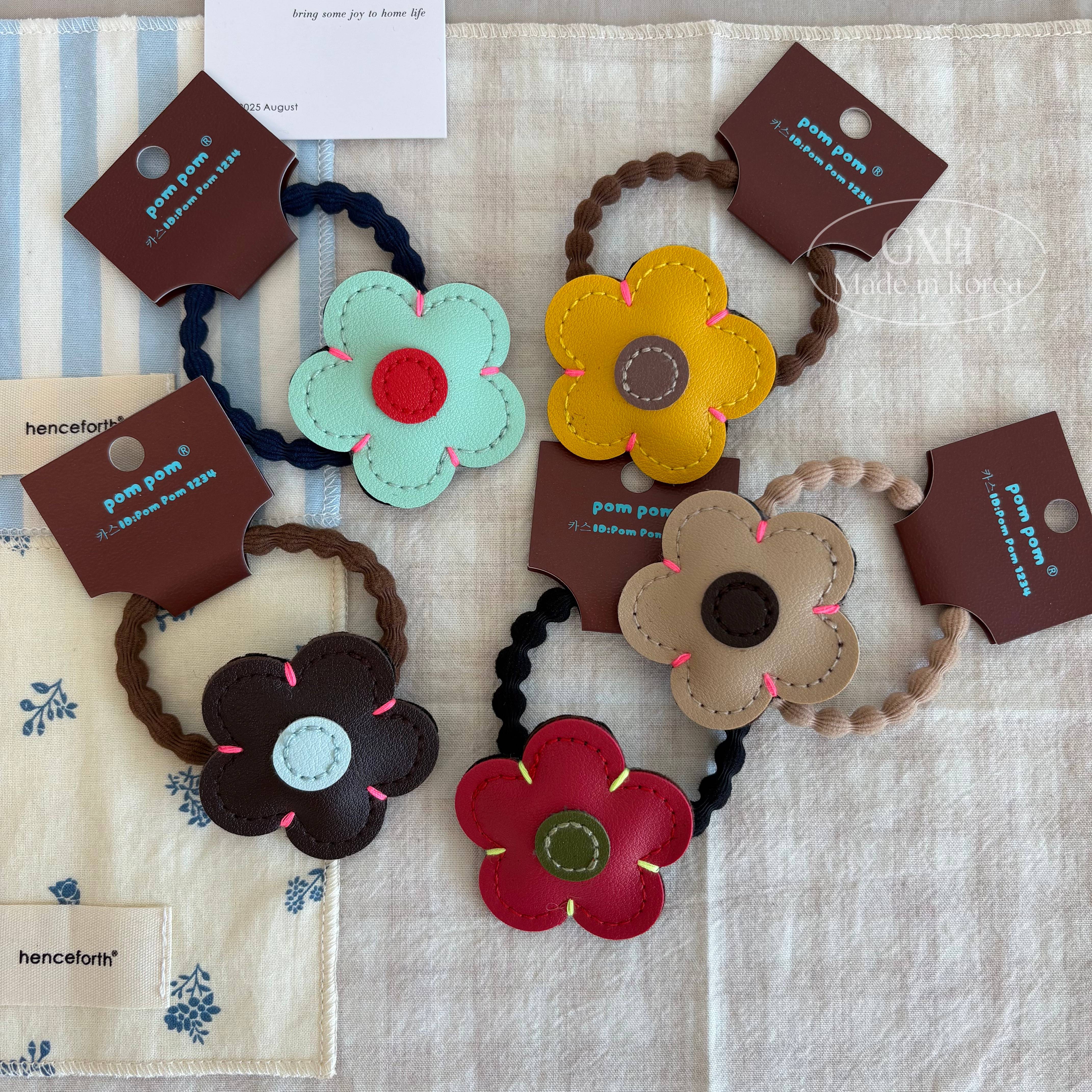 韩国POM高级感皮质花朵藕节发圈