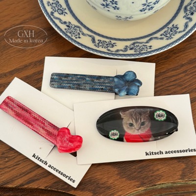 韩国kitsch猫咪花朵爱心鸭嘴夹女