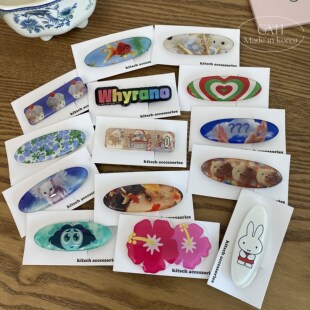 韩国kitsch字母锦鲤椭圆夹女边夹头脑特工队发夹熊米菲碎发夹 包邮