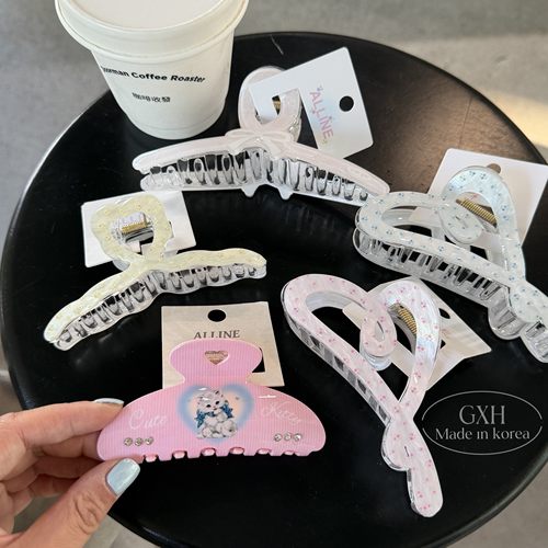 小碎花爱心猫咪百搭日常高级抓夹