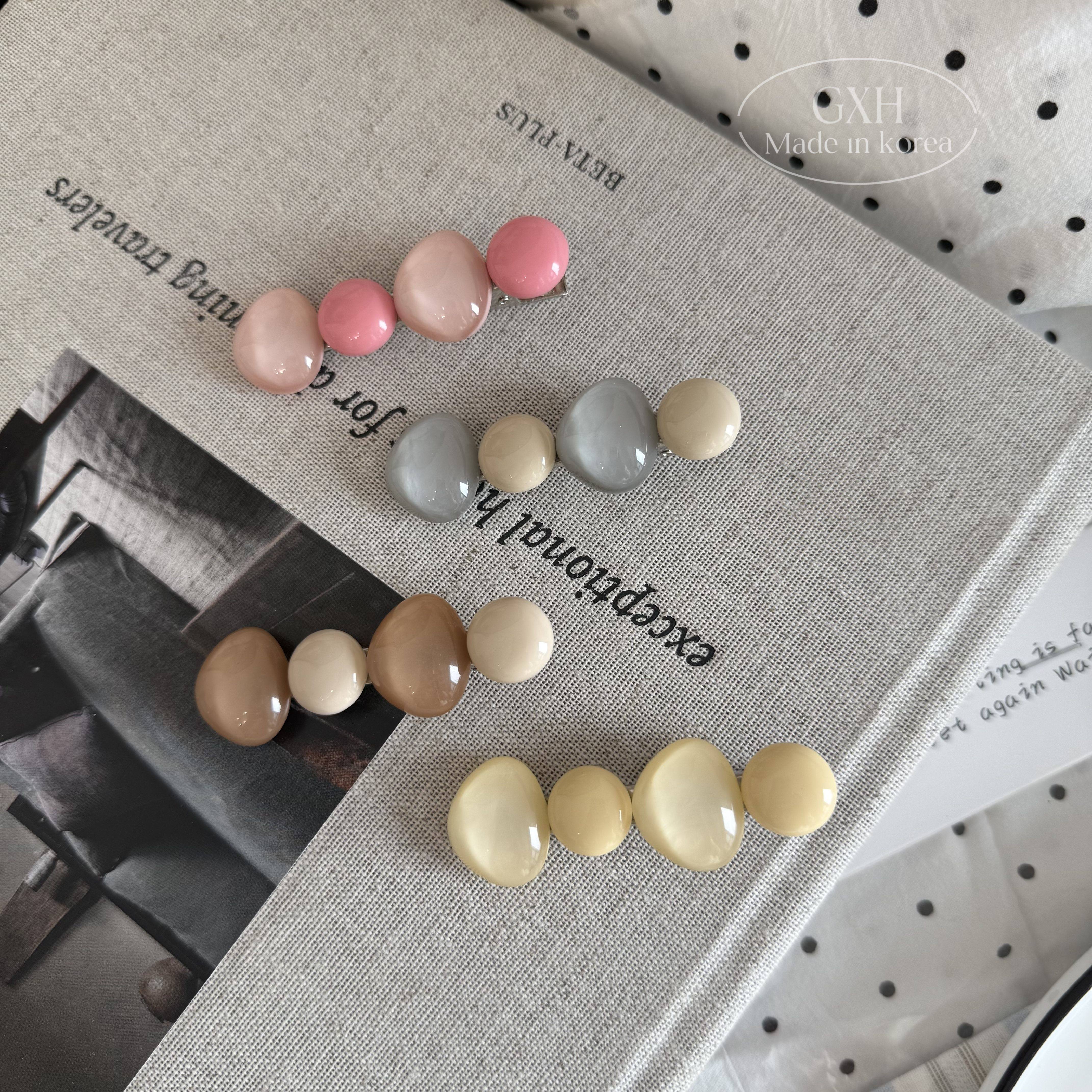 包邮韩国进口清透糖豆鸭嘴夹马卡龙半球女发夹温柔少女纯色侧边夹