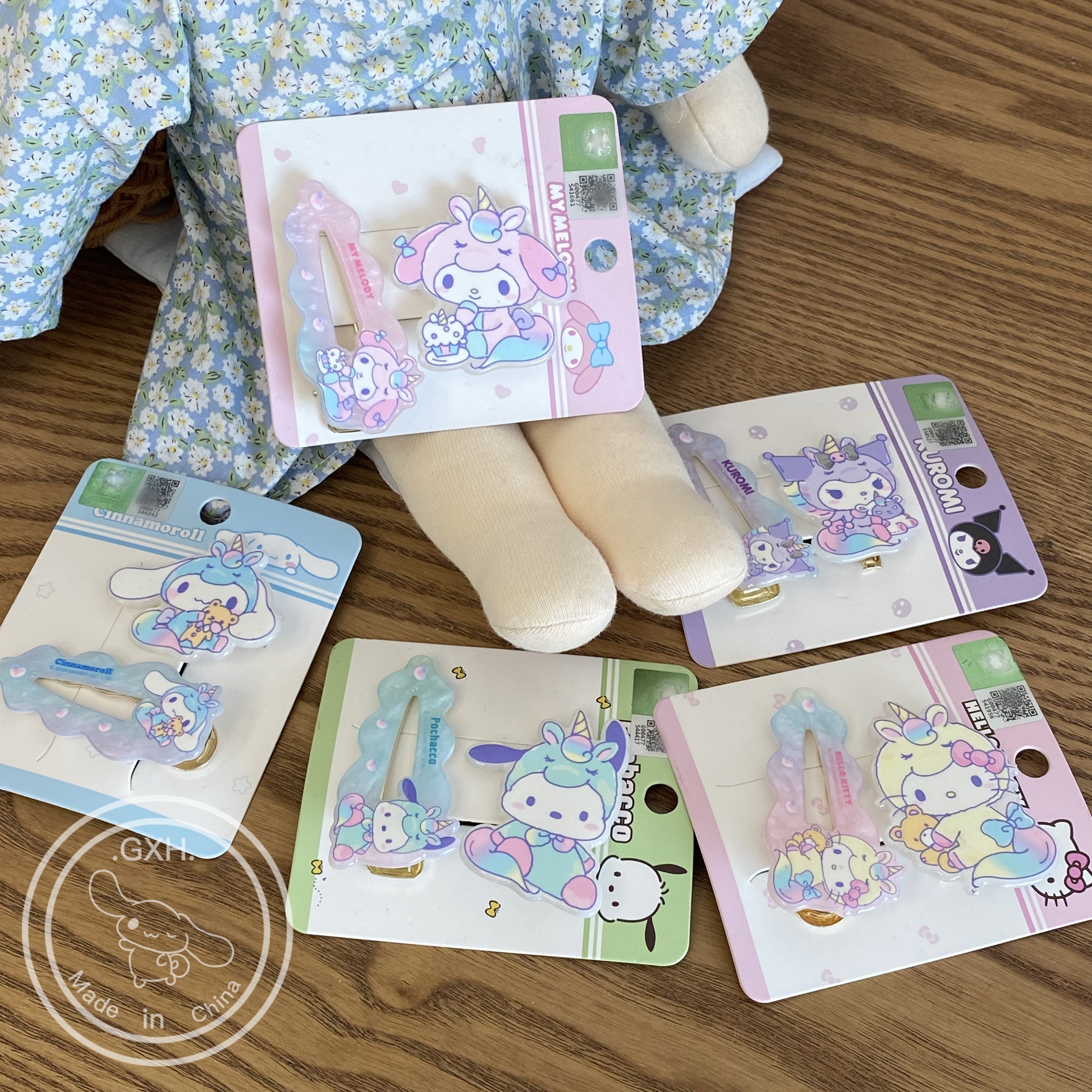 独角兽渐变色系刘海侧边发夹