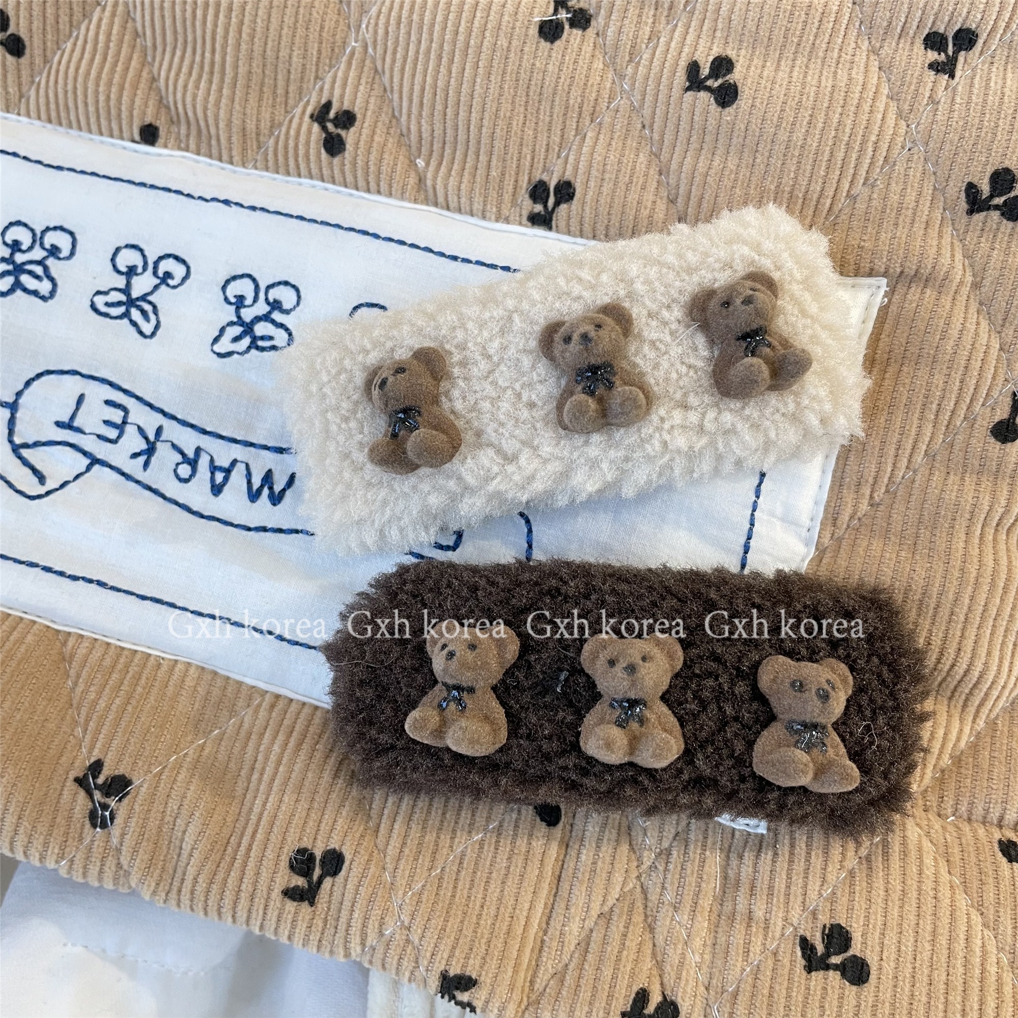 冬季新品韩国羊羔毛小熊发夹