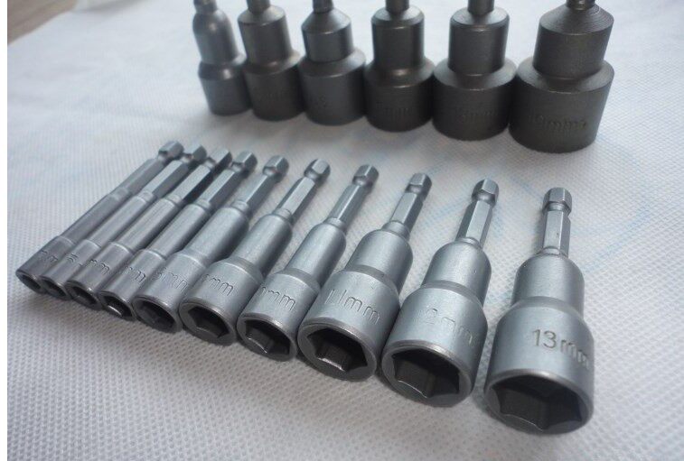 6/7/8/9/10螺丝套头钻尾螺丝头电钻头螺丝套筒外六角风批套筒批头