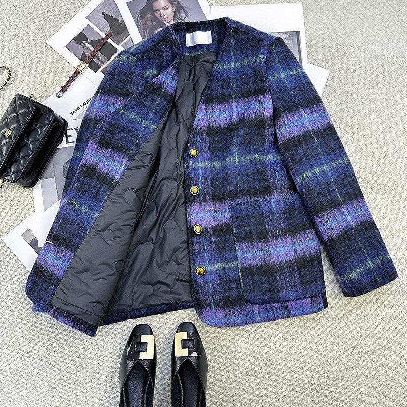 小香风羽绒服女2025冬季新款条纹单排扣宽松显瘦西装羊毛呢外套,女装/女士精品,羽绒服,淘宝优惠券,粉丝福利购,淘宝优惠卷