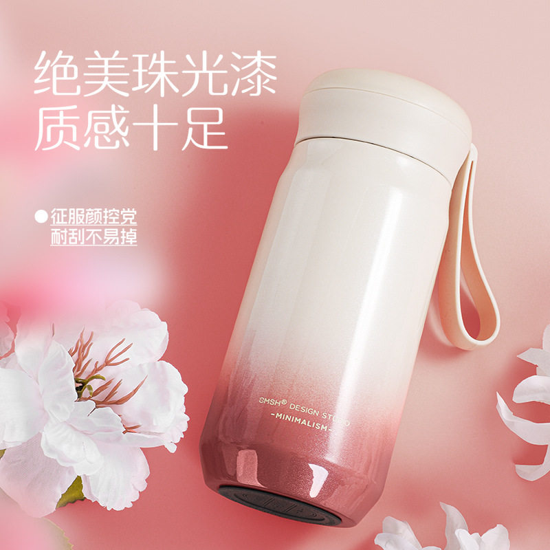 新款草莓生活保温杯男女士高颜值水杯便携茶水分离泡茶杯子礼品杯