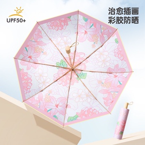 原创三折超轻雨伞女折叠晴雨两用伞小巧遮阳太阳伞防晒防紫外线伞