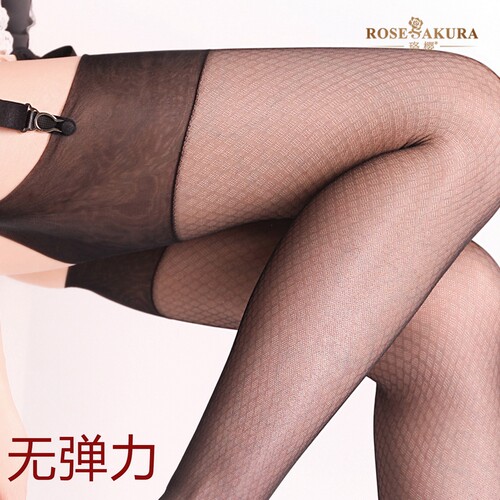 珞樱高筒尼龙欧美暗纹长筒袜