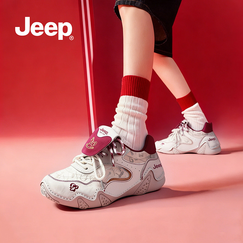 jeep马年德训鞋女款2026新年鞋子本命年户外徒步鞋复古春节运动鞋