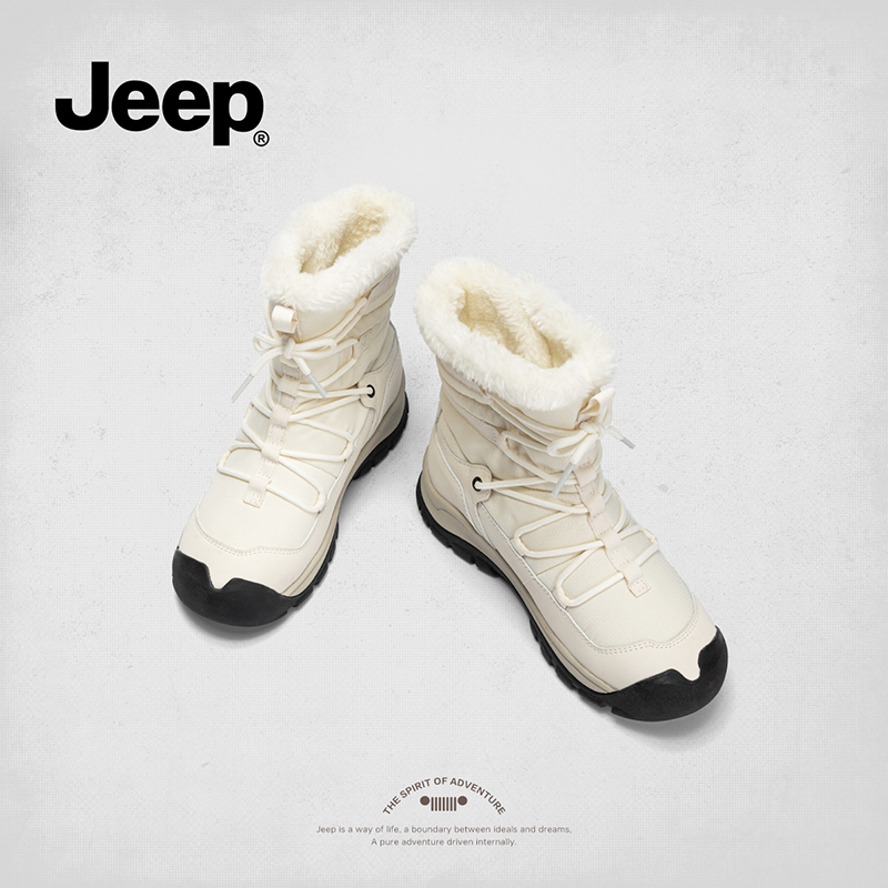 jeep东北棉鞋女2024冬季新款加绒加厚雪地靴防寒保暖户外防滑靴子