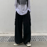 青少年美式工装裤子男多口袋港风直筒休闲裤阔腿长裤K0376-P38，男装休闲裤，星座308B-1