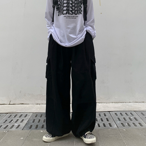青少年美式工装裤子男多口袋港风直筒休闲裤阔腿长裤K0376-P38图片