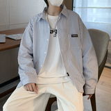 条纹长袖衬衫2023春季新款潮流休闲宽松百搭衬衣外套CS0303-P35，男装衬衫，星座308B-1