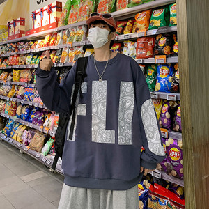 日系复古腰果花卫衣chic港风潮牌痞帅炸街hiphop外套男MY029-P32图片