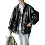 皮衣男飞行服帅气印花夹克2023新款复古春秋pu皮外套JK03112-P70，男装夹克，星座308B-1