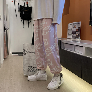 中性休闲裤男女ins潮牌涂鸦印花束脚裤韩版运动裤子男K1822-P35图片