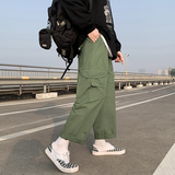 多口袋裤子男高街ins潮工装裤宽松春季休闲抽绳束脚裤K017-P35，男装休闲裤，星座308B-1