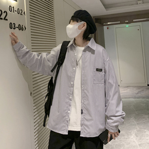 条纹长袖衬衫2023春季新款潮流休闲宽松百搭衬衣外套CS0303-P35图片