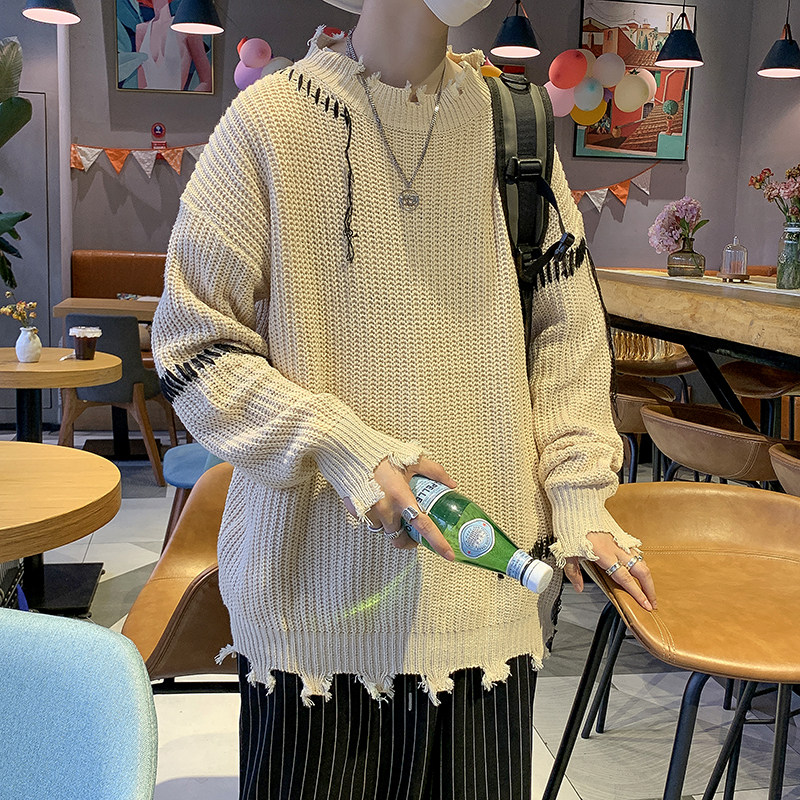 破洞毛衣男宽松慵懒复古小众潮牌针织衫上衣潮MY005-P45,男装针织衫/毛衣,星座308B-1