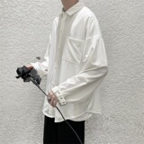 秋季韩版休闲纯色衬衫男百搭外套帅气bf风宽松痞帅衬衣CS221-P35，男装衬衫，星座308B-1