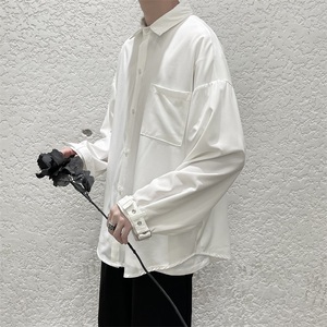 秋季韩版休闲纯色衬衫男百搭外套帅气bf风宽松痞帅衬衣CS221-P35图片