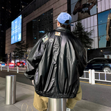 皮衣男飞行服韩版潮流帅气夹克2024新款复古pu皮外套JK0313-P70，男装皮衣，星座308B-1