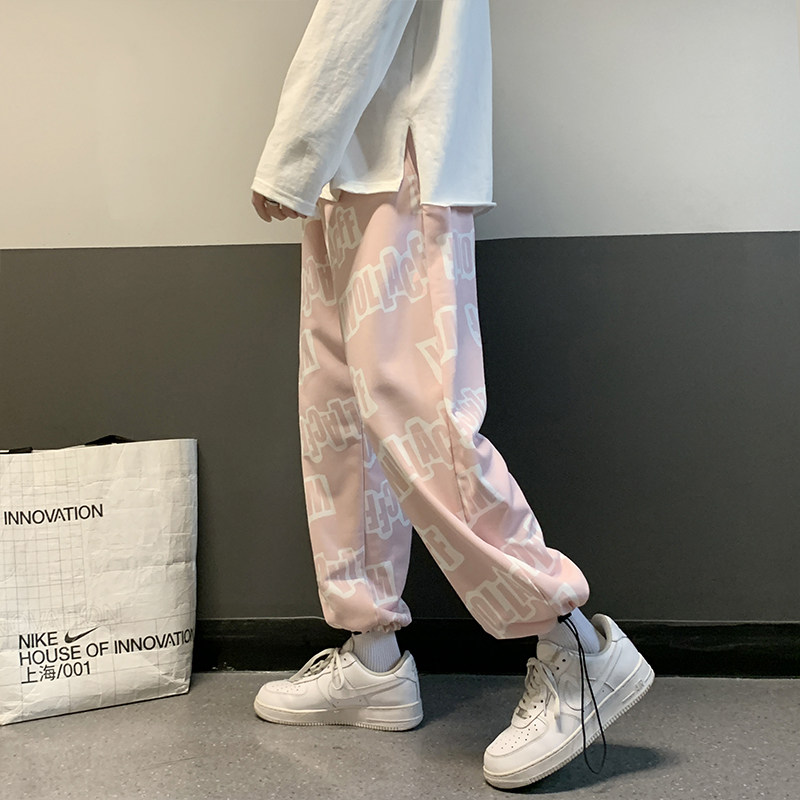 中性休闲裤男女ins潮牌涂鸦印花束脚裤韩版运动裤子男K1822-P35,男装休闲裤,星座308B-1
