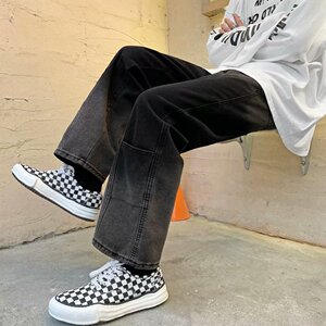 KZ35男牛仔裤春秋款韩版长裤潮牌ins港风宽松直筒裤子N0807-P45图片